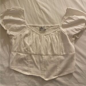 Hollister linen white crop top